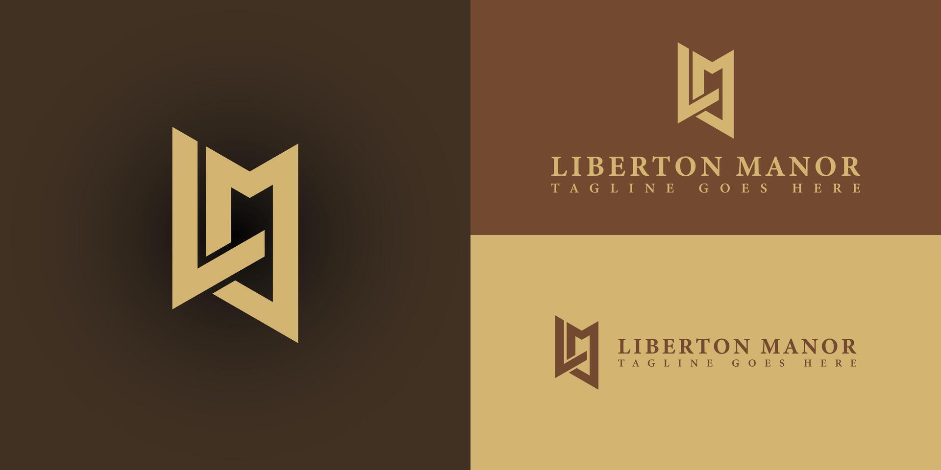 Abstract initial letter LM or ML logo in gold color isolated in multiple brown background colors applied for boutique hotel logo also suitable for the brands or companies have initial name ML or LM. vector