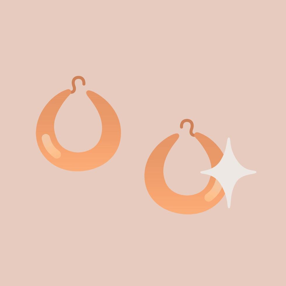 Boho golden earrings and shine vector