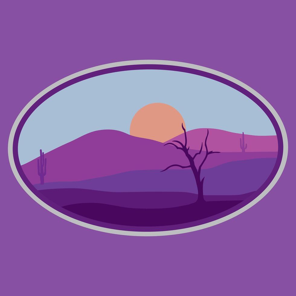 circle mountains desert logo symbol design template vector