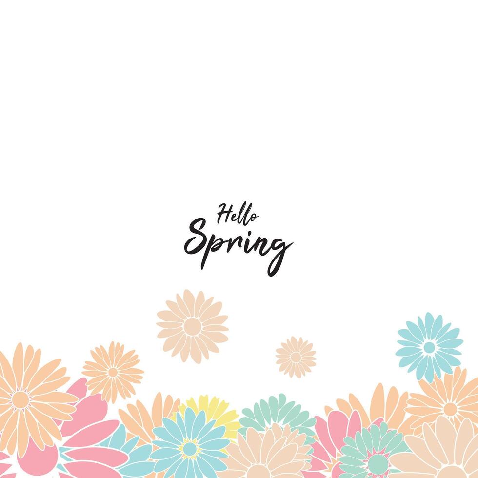 Spring abstract vector backgrounds with flowers,Art illustration for card, banner, invitation, social media post, poster, advertising.