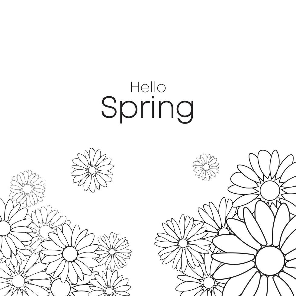 Vector background with floral line art design with a spring theme