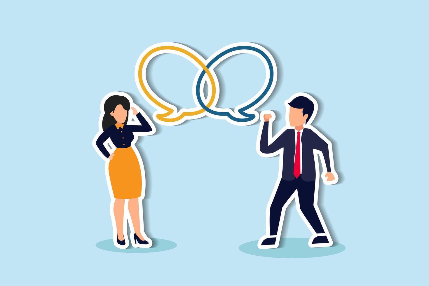 Customer engagement fosters emotional bonds with brands, nurturing loyalty, trust, and deep relationships concept, businessman represent brand talk with customer as linked speech bubble. vector
