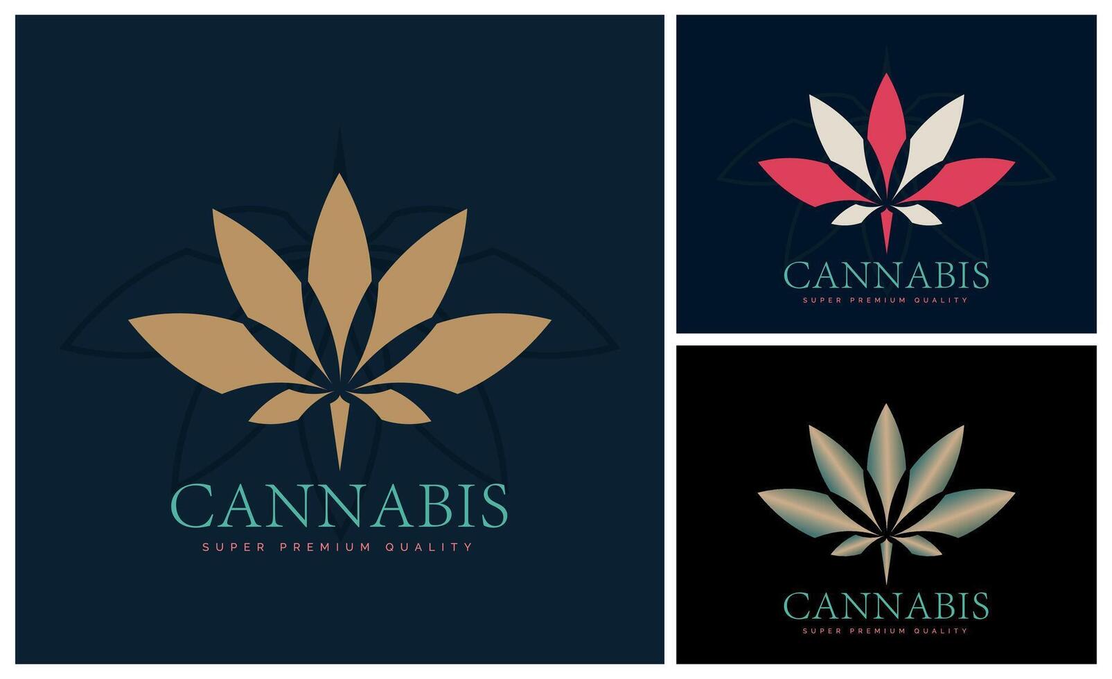 Cannabis marijuana leaf luxury shape logo design template vector