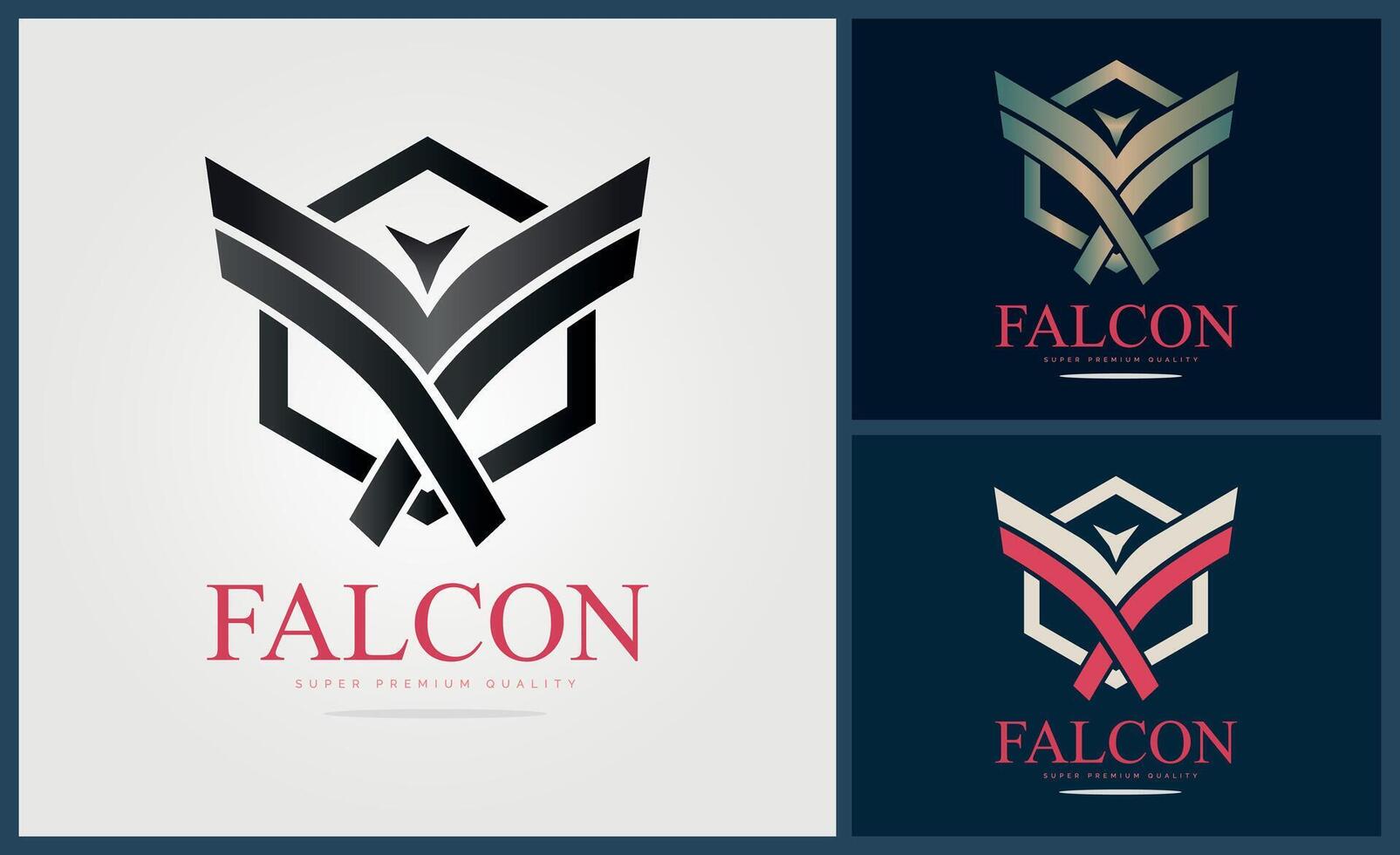flying falcon bird line geometric shapes modern logo set design template vector