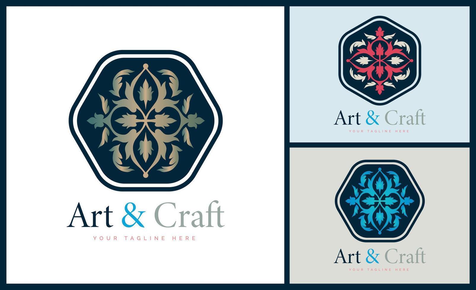 ornament pattern colourful set modern luxury art and craft logo template design vector