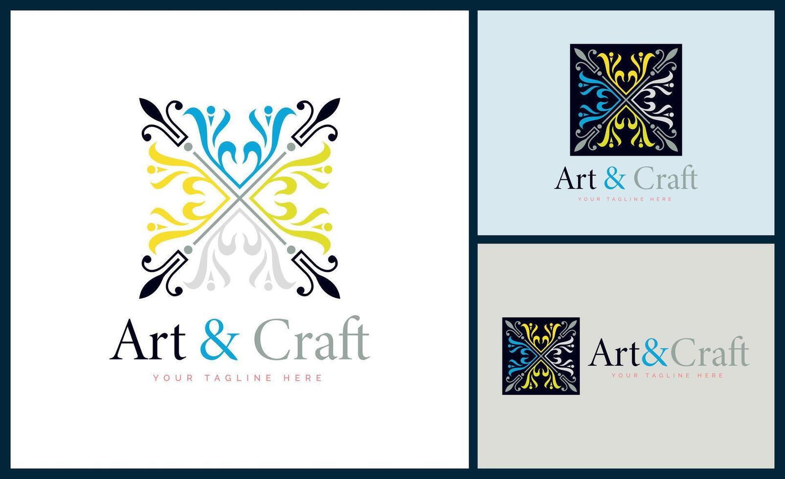 ornament pattern colourful set modern luxury art and craft logo template design vector