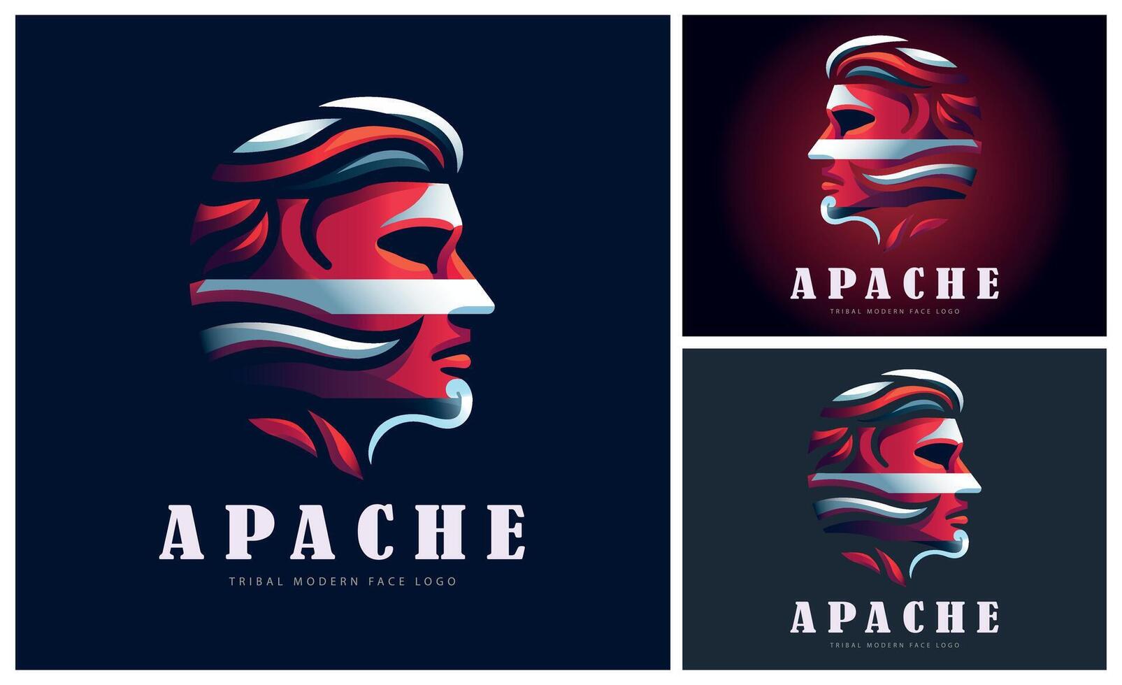 apache indian head face tribes modern logo template design for brand or company and others vector