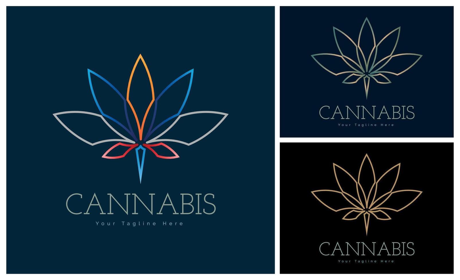 Cannabis modern line logo template design for brand or company and other vector