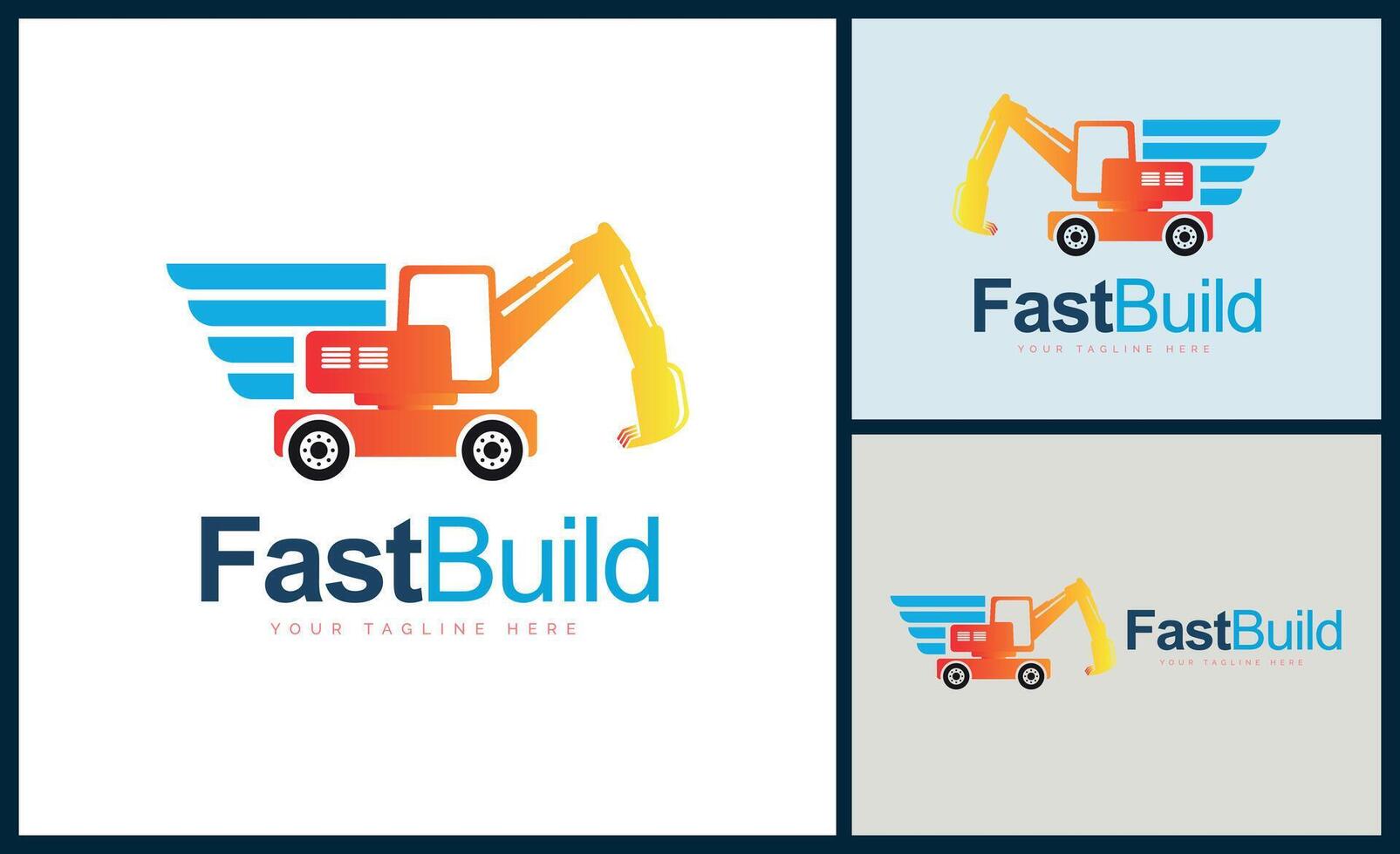 Fast build Excavator construction heavy equipment express logo template design vector