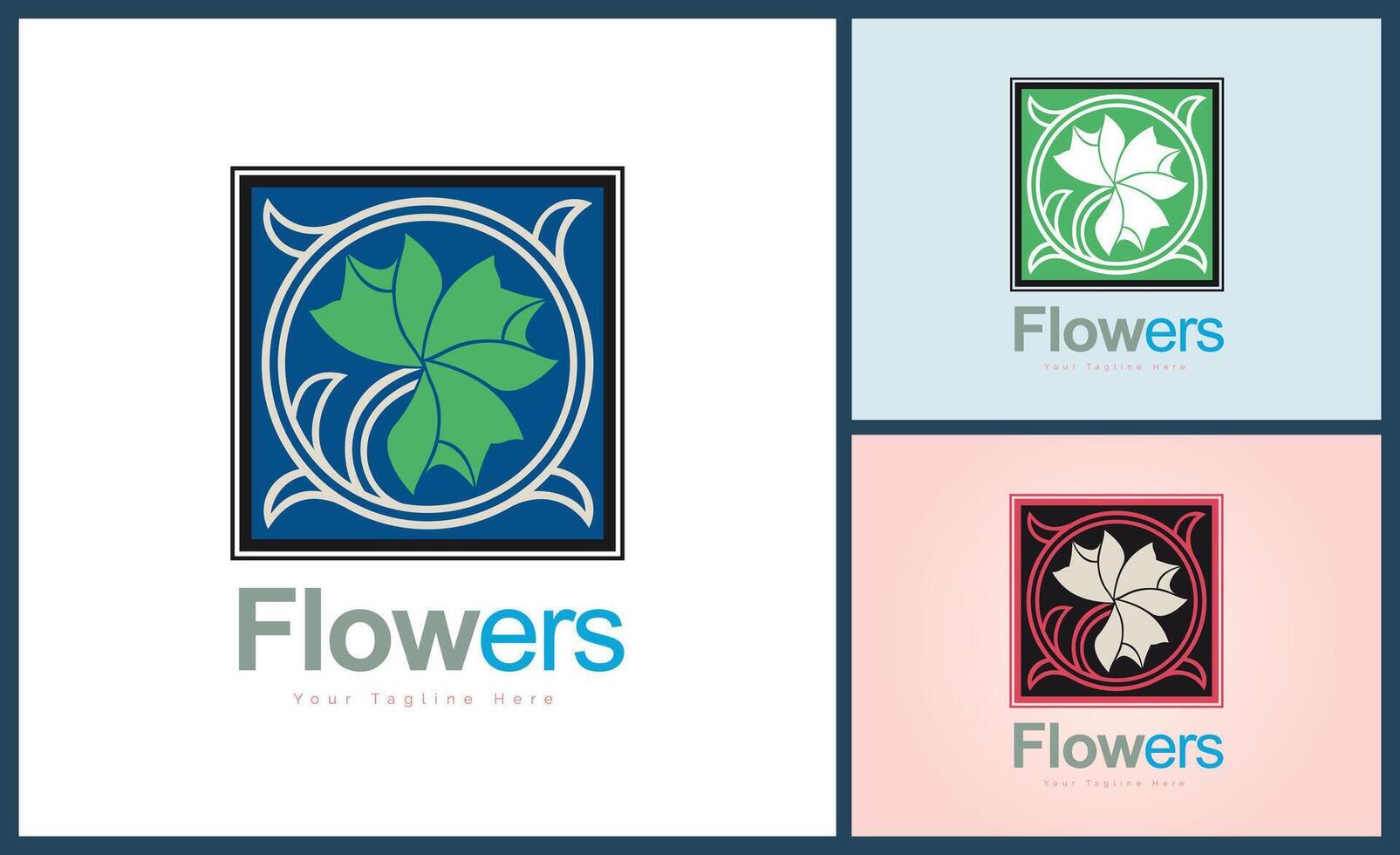 flowers ornament floral set logo template design vector