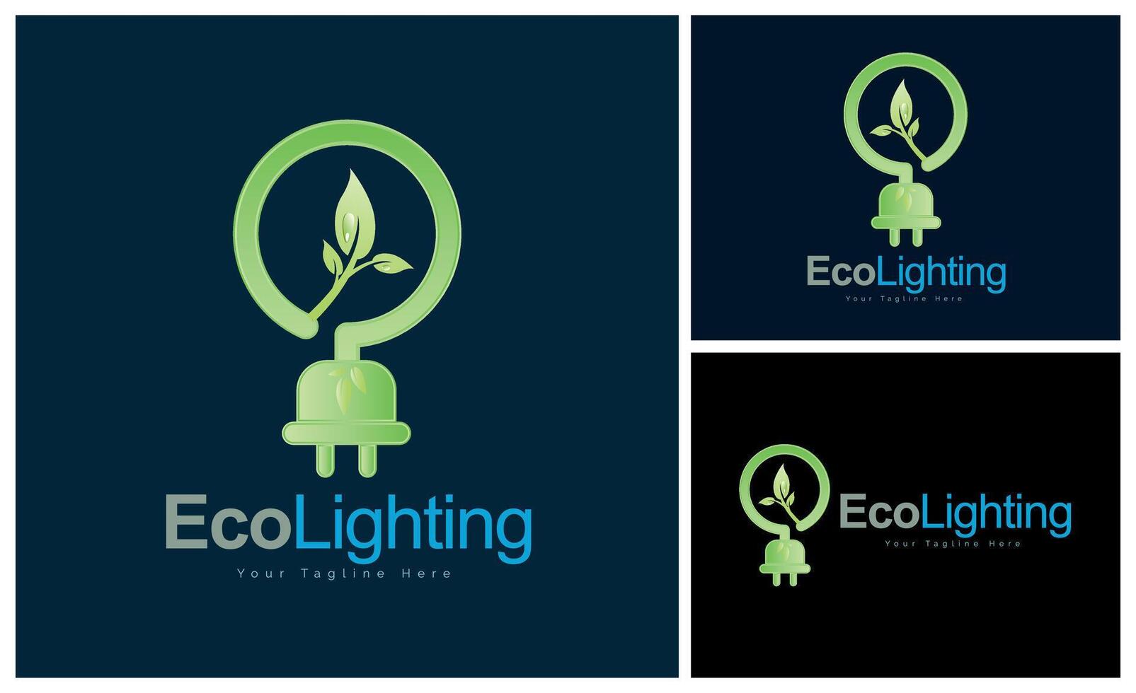 Eco Lighting Bulb leaves go green energy logo template design vector