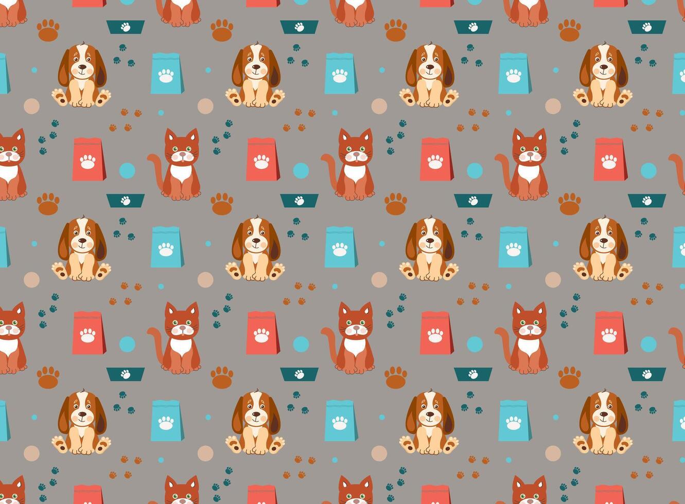 Seamless pattern on the theme of pet shop. vector