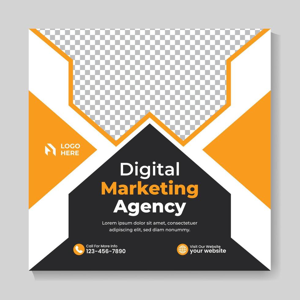 Corporate business social media post design template, digital marketing square post vector