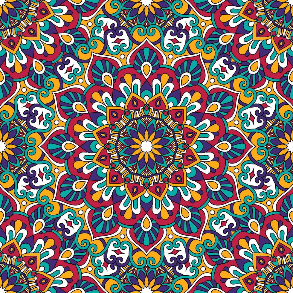 Seamless floral pattern with mandala vector illustration