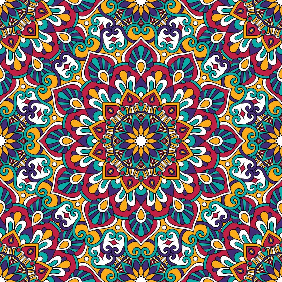 sin costura floral modelo con mandala vector ilustración