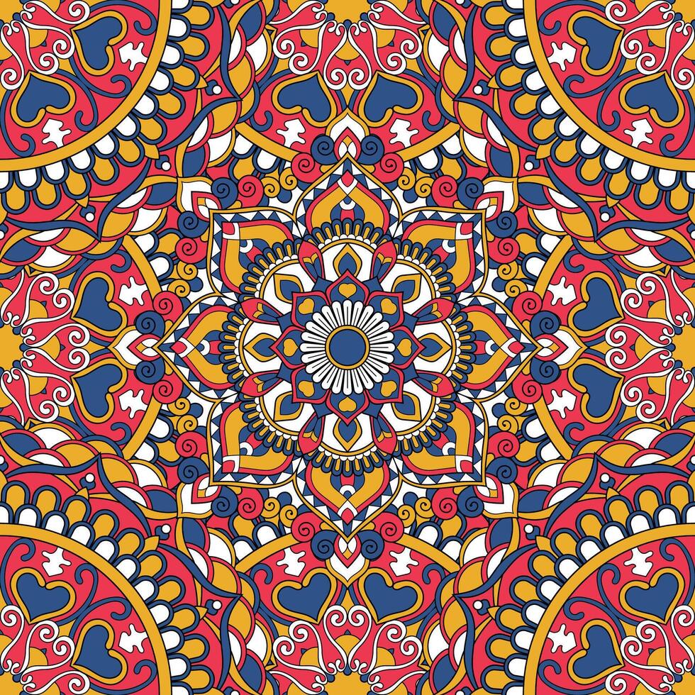 Seamless floral pattern with mandala vector illustration