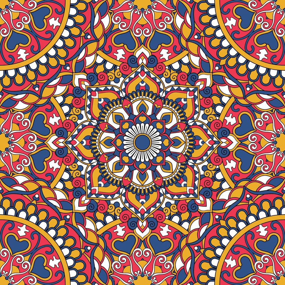 Seamless floral pattern with mandala vector illustration