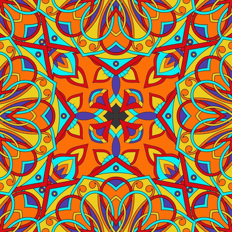 Seamless floral pattern with mandala vector illustration