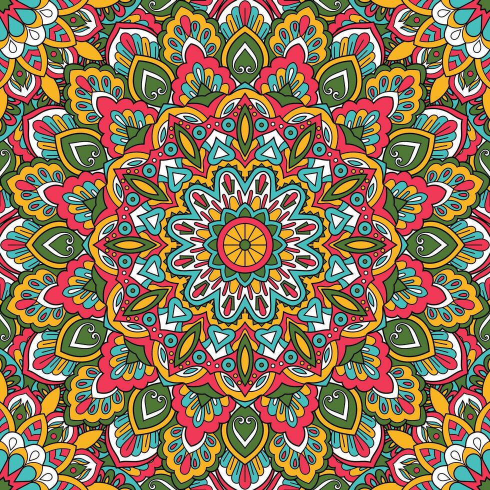 Seamless floral pattern with mandala vector illustration