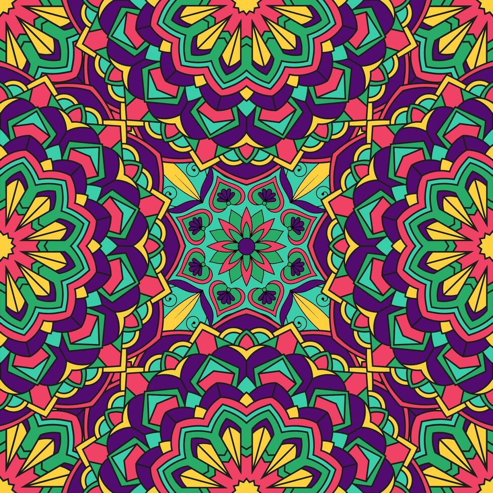 Seamless floral pattern with mandala vector illustration