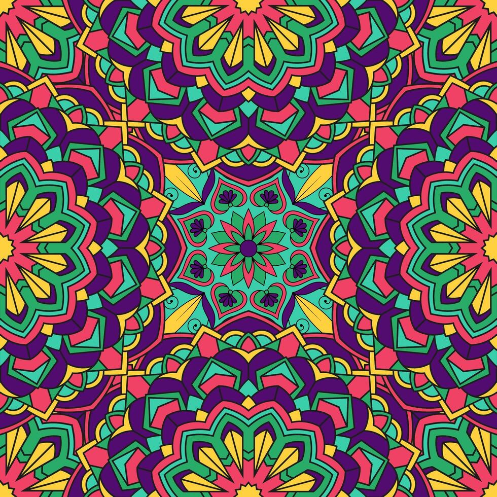 sin costura floral modelo con mandala vector ilustración