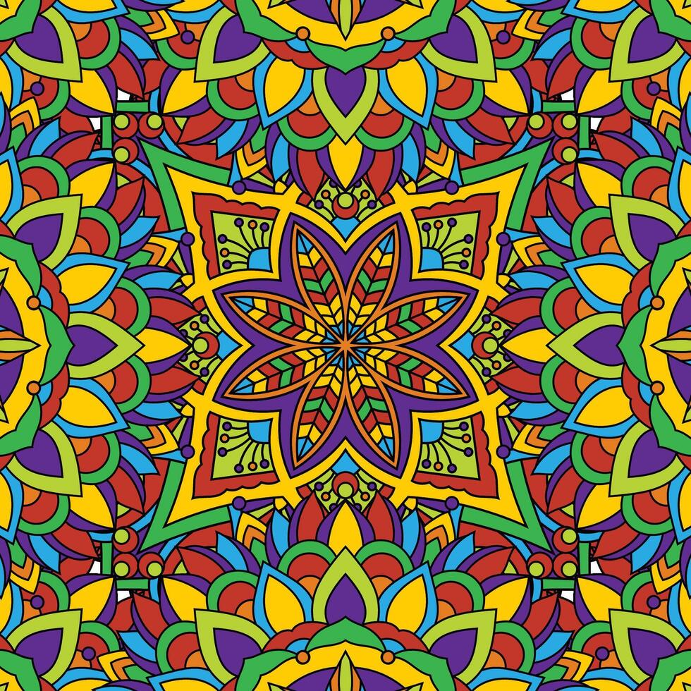 Seamless floral pattern with mandala vector illustration