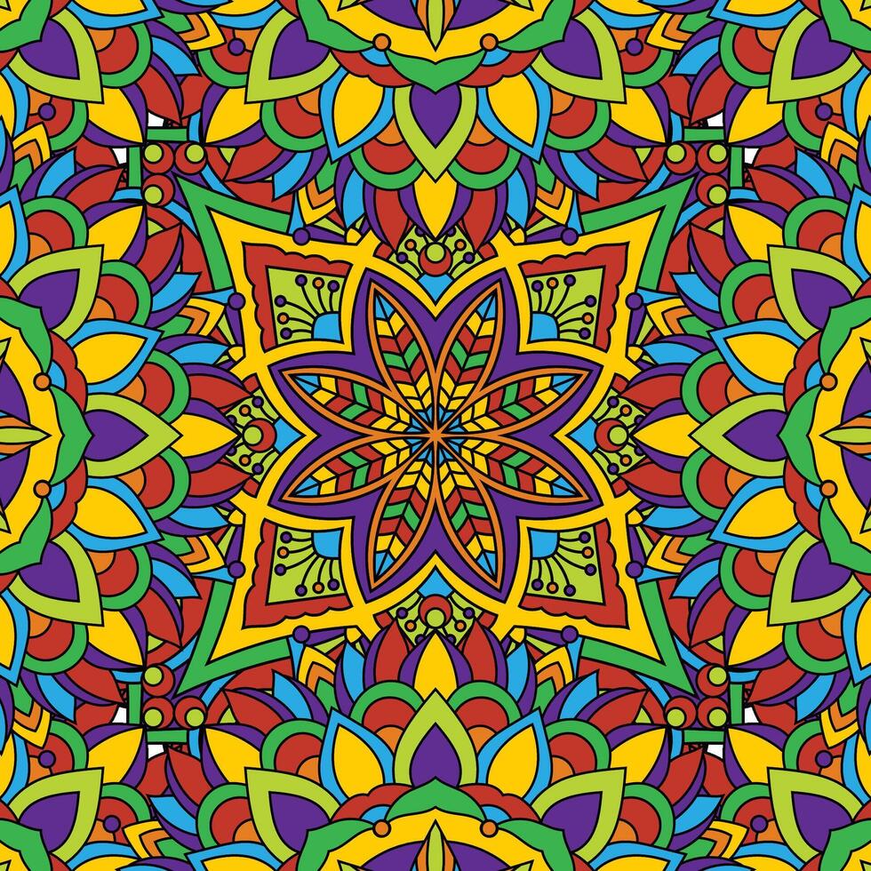 sin costura floral modelo con mandala vector ilustración