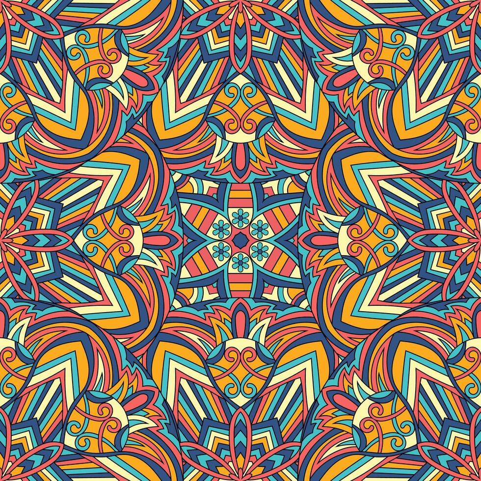 Seamless floral pattern with mandala vector illustration