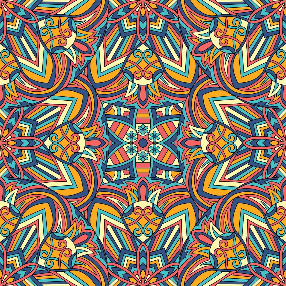 sin costura floral modelo con mandala vector ilustración