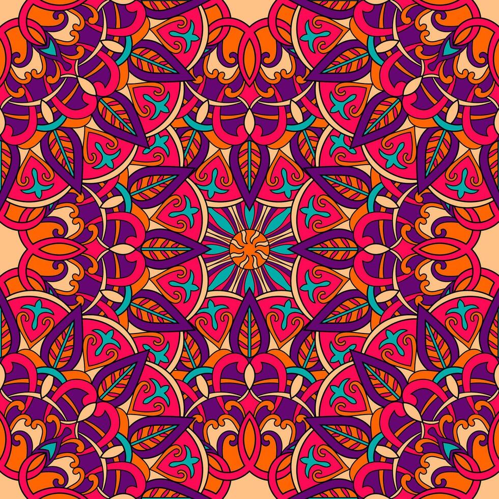 Seamless floral pattern with mandala vector illustration