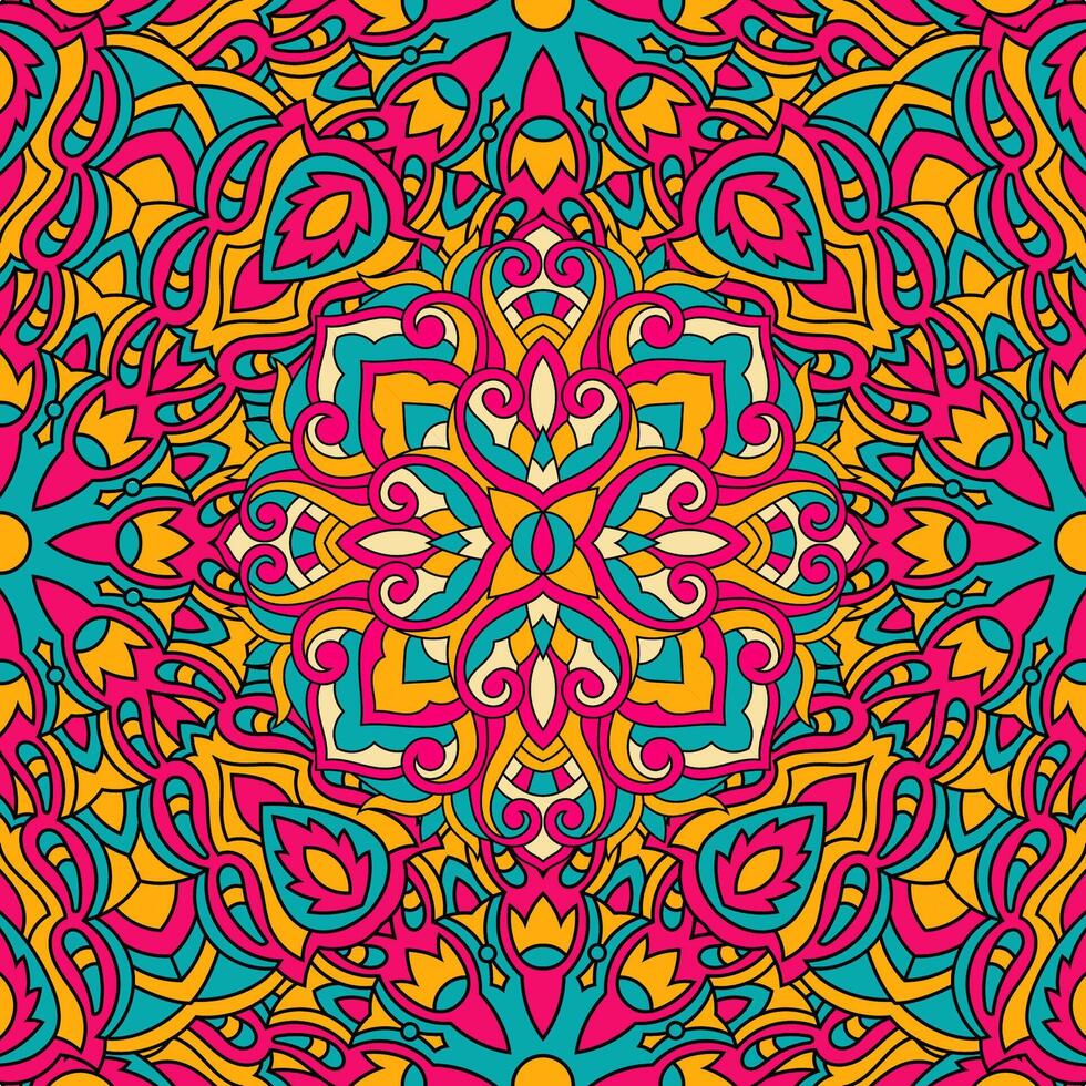 Seamless floral pattern with mandala vector illustration