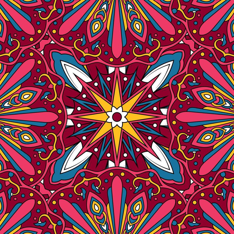 Seamless floral pattern with mandala vector illustration