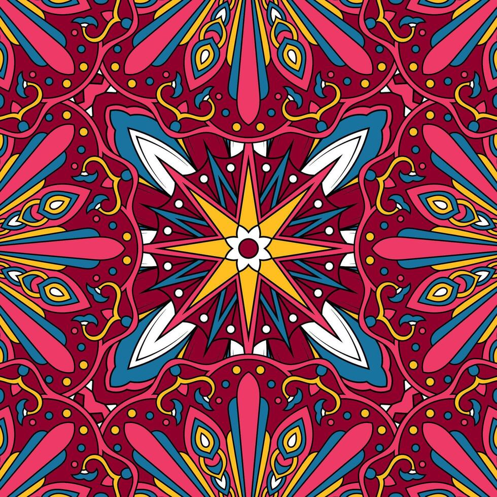 Seamless floral pattern with mandala vector illustration