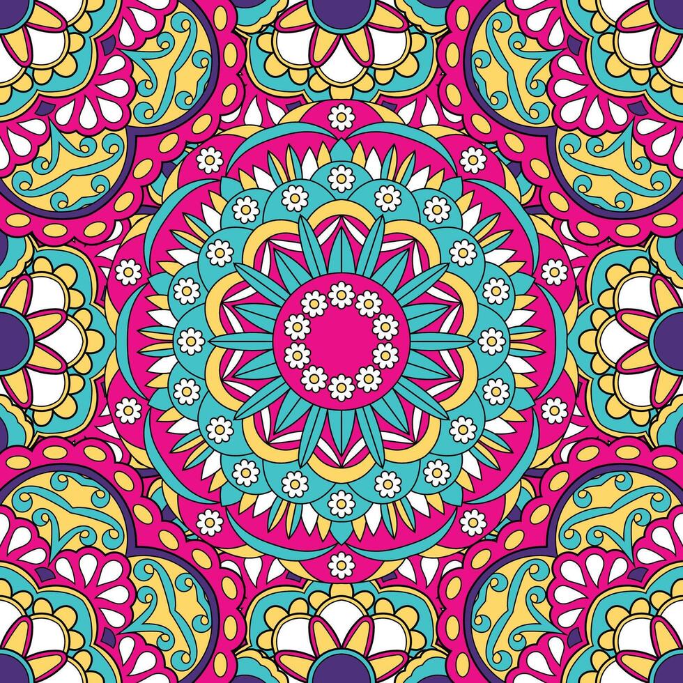 Circle lace ornament, round ornamental mandala doily pattern, vector illustration