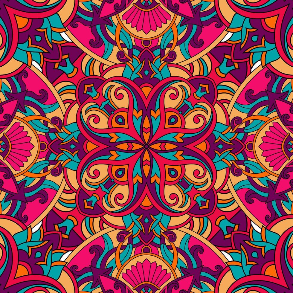 Seamless floral pattern with mandala vector illustration