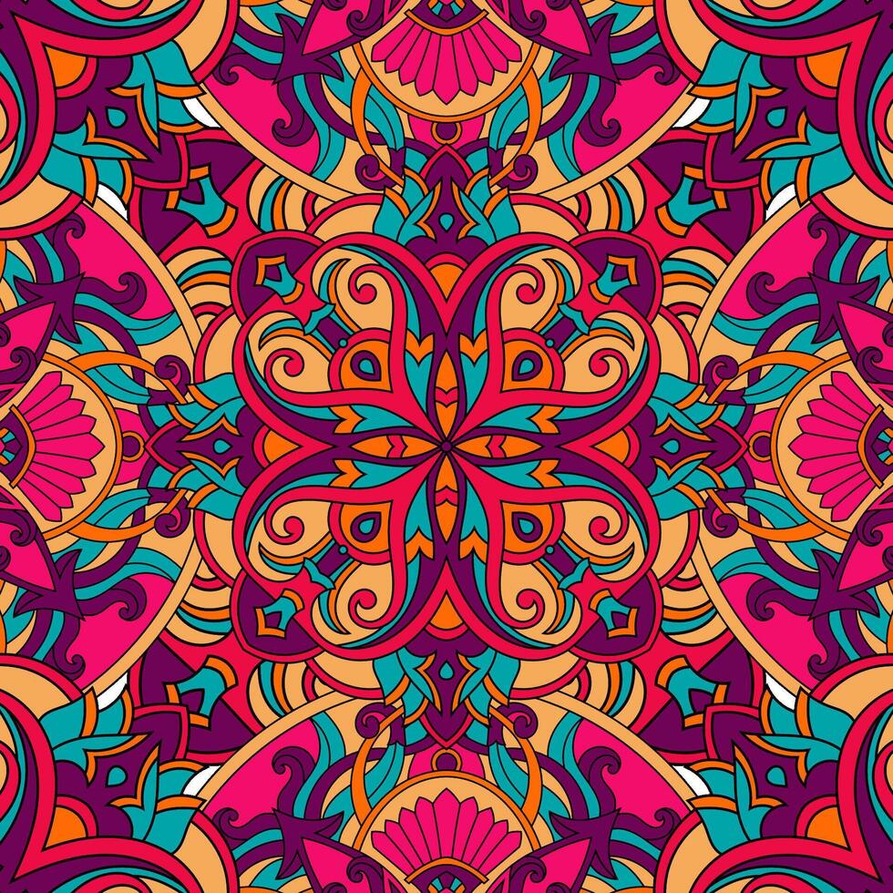 Seamless floral pattern with mandala vector illustration