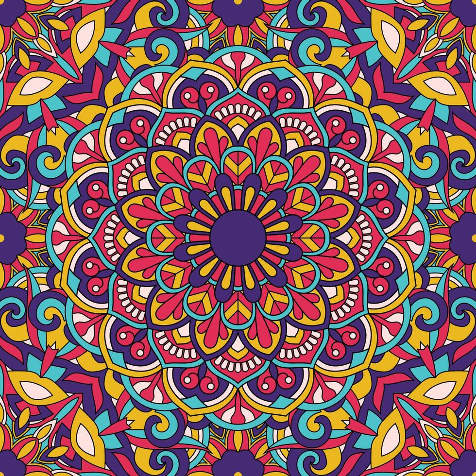 Seamless floral pattern with mandala vector illustration