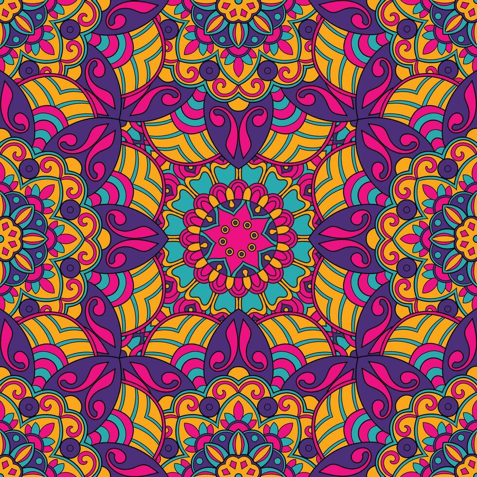 Seamless floral pattern with mandala vector illustration