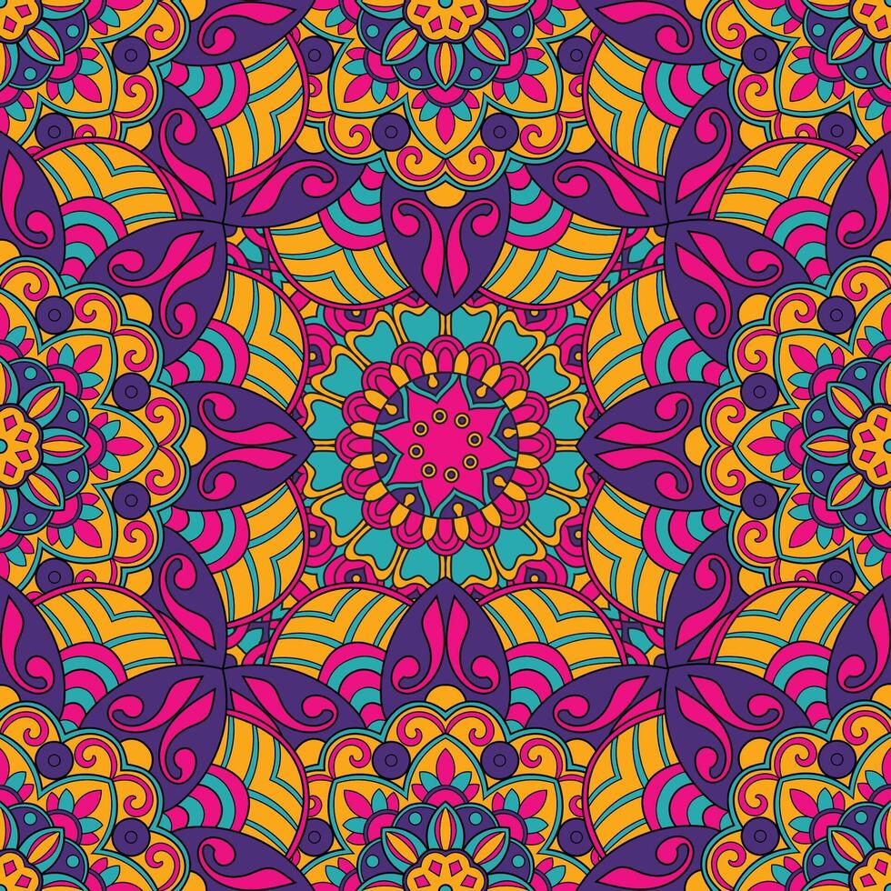 sin costura floral modelo con mandala vector ilustración