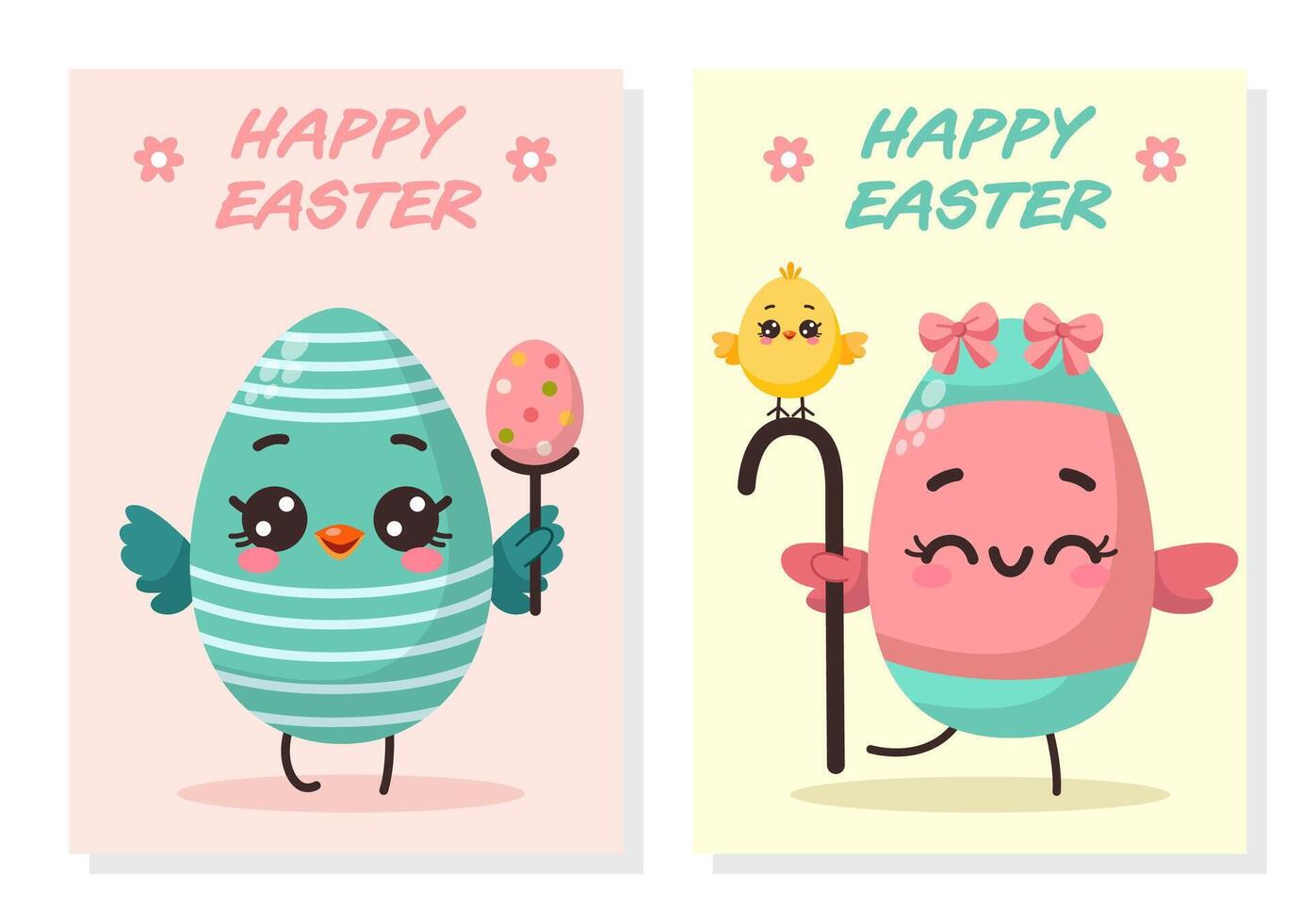 Easter eggs card set vector