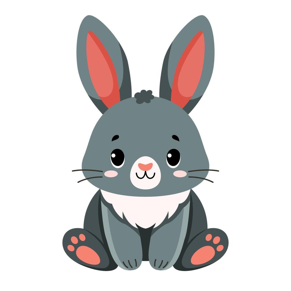 Cute dark gray rabbit vector