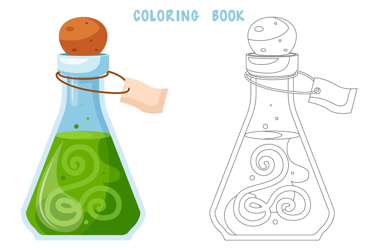 Coloring book of green potion in a flask vector