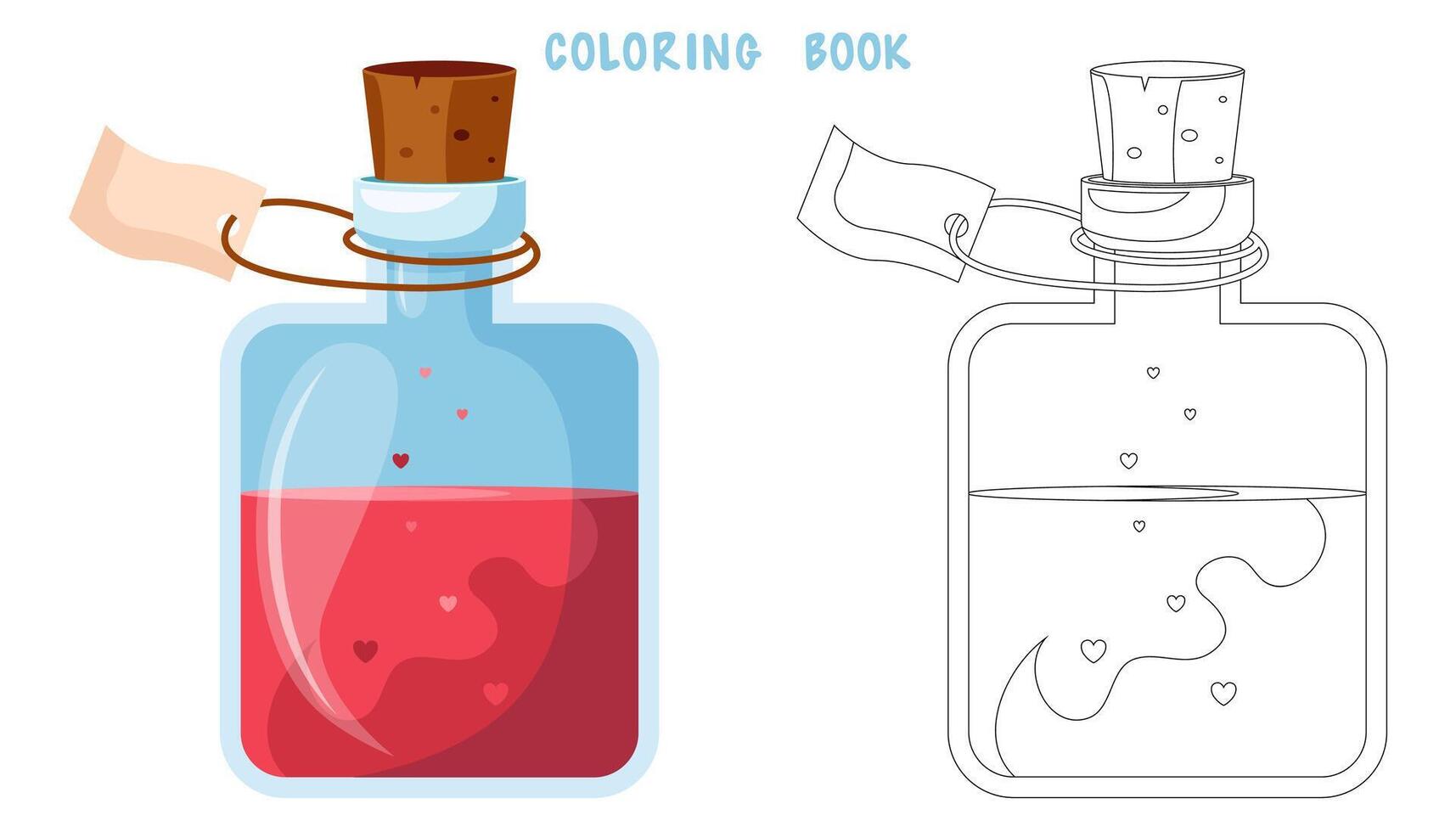 Coloring book of red potion in a bottle vector