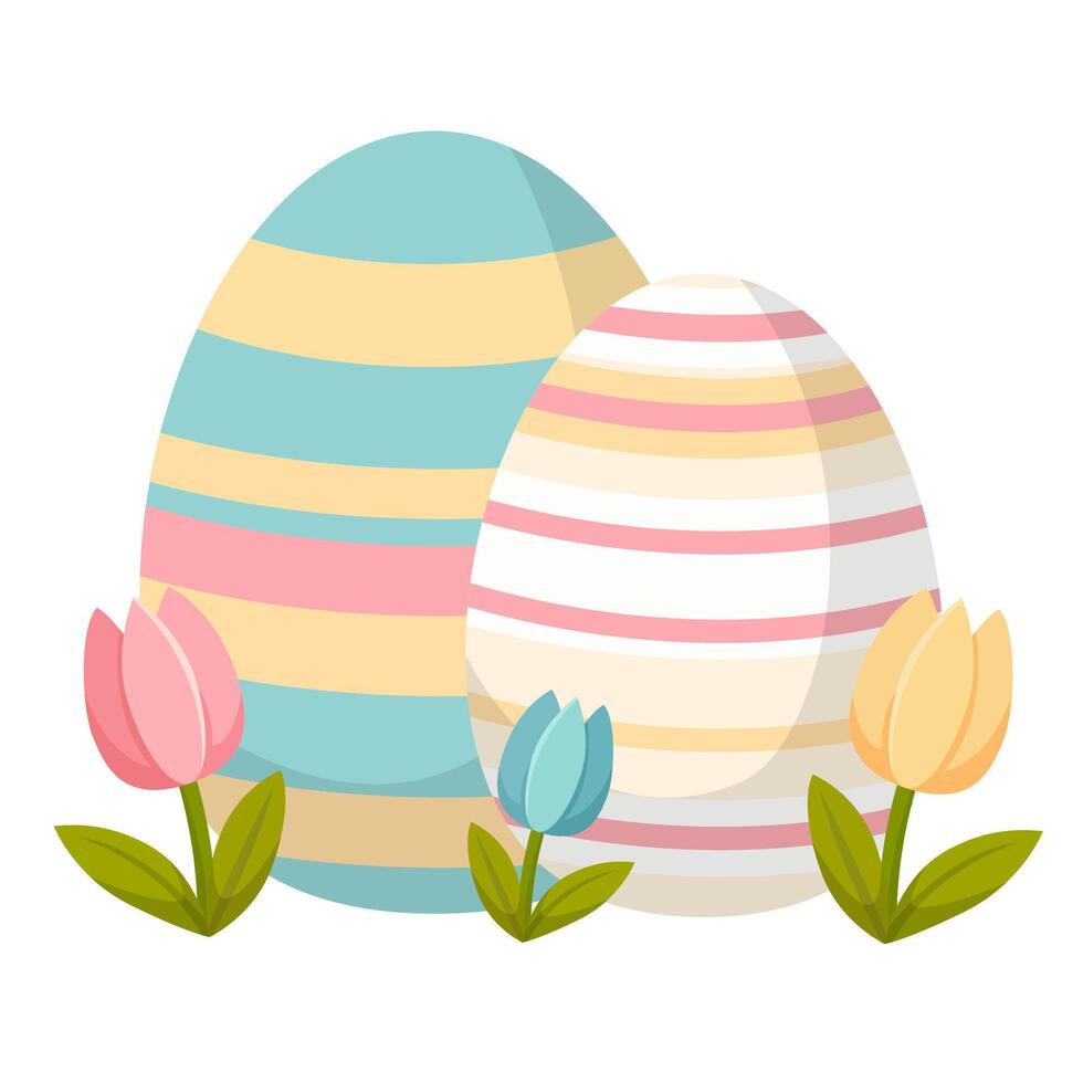 Painted pink Easter egg in the grass vector
