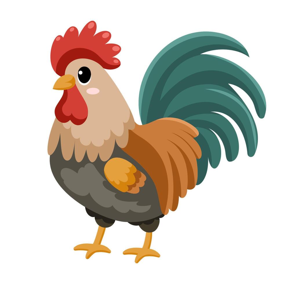 linda gracioso gallo vector