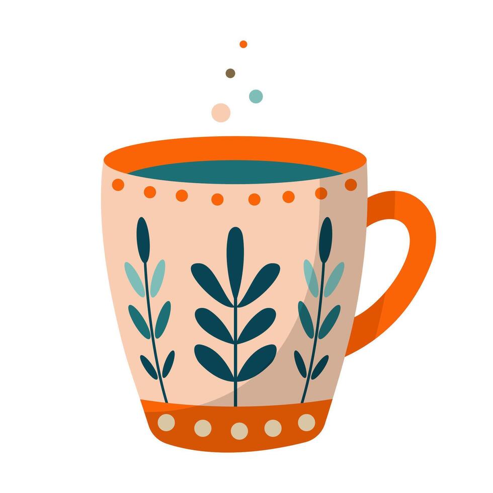 Orange mug with branches vector