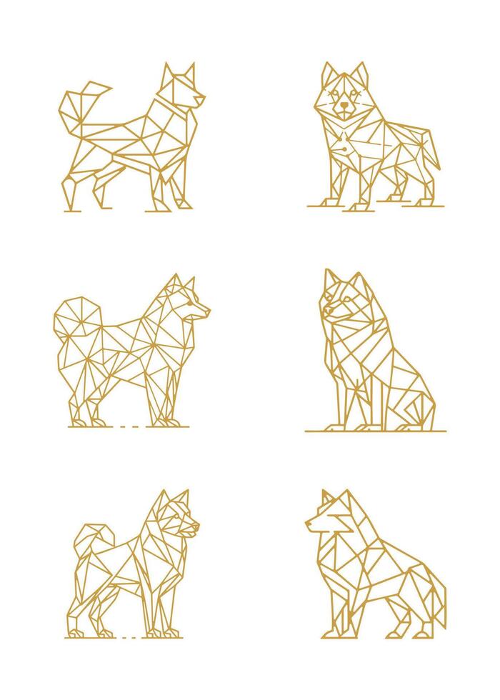 conjunto de geométrico perro desde resumen poligonal negro líneas vector