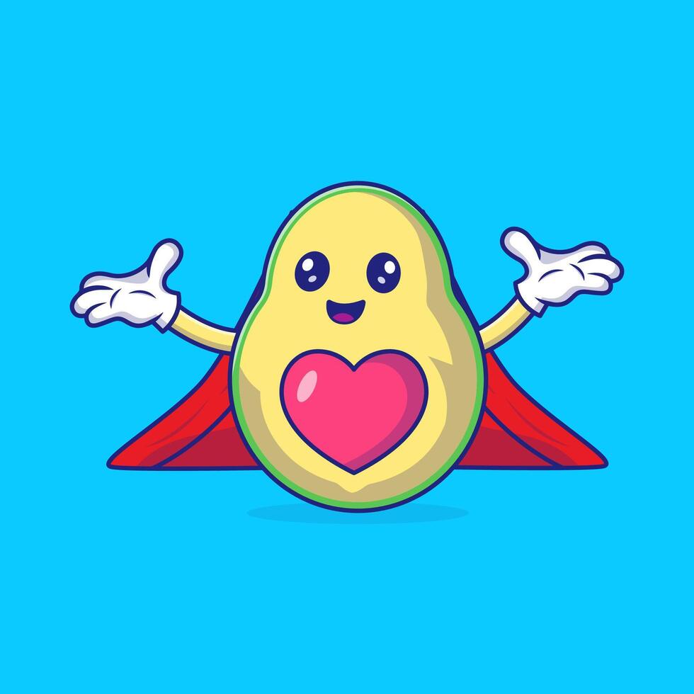 Cute Avocado Wearing Crown And Royal Robe Mascot Character Vector Icon Illustration