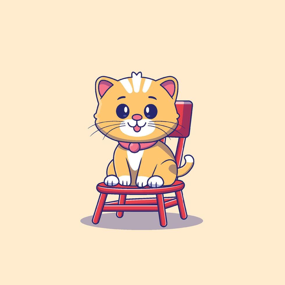 Cute Cat Sitting Flat Cartoon Style Illustration. Premium Vector Animal Nature Isolated Icon Concept.