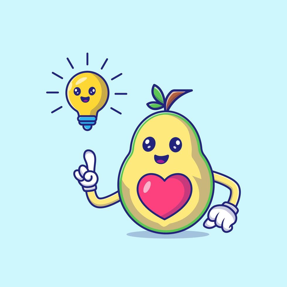 Cute Avocado Having An Idea Vector Icon Illustration